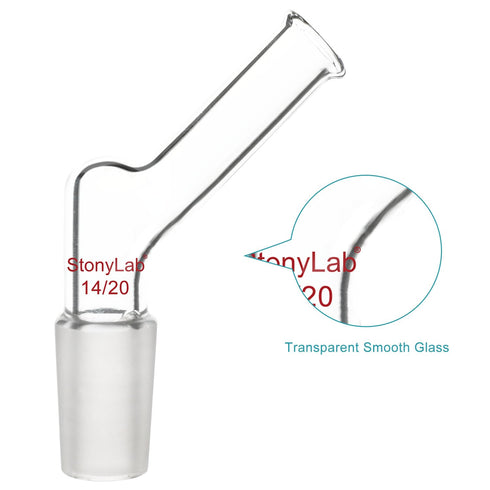 stonylab Angled Glass Adapter, Borosilicate Glass Pour Out Adapter with 14/20 Standard Inner Joint Liquid Pouring Adapter for Laboratory Lab Suppl...