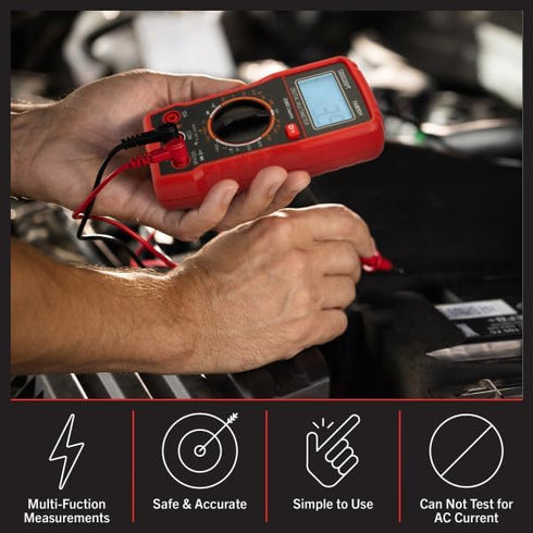 Multimeter Voltage Tester - Digital Volt Meter with Backlit Display and Needle Probes for AC/DC Voltage, DC Current, and Wire Continuity by Stalwa...