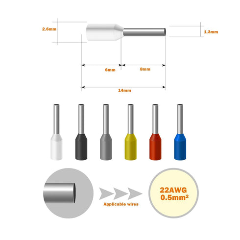 AWG22 Wire Ferrules Terminals, 1000pcs AWG22 Terminal Connector Wire Insulated Cord Pin Ends Terminals for Electric, Industrial, Chemical Industry...