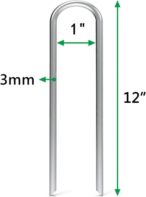 MySit 12 Pack 12 Inch Garden Stakes Heavy Duty 11 Gauge Galvanized Yard Staples U Pegs Fences Drip Irrigation Securing Stakes Loop Stake for Ancho...