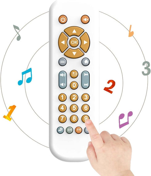 Baby TV Remote Control Toy with Light and Sound, Early Educational Music Toy with English/French/Spanish, Gift Toy for 6 Months+(White)...