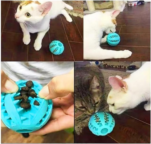 Dog Treat Toy Ball, Dog Tooth Cleaning, Toy Interactive Dog Toys, Dog Puzzle Teething Toys Ball, Pack of 2 (Red & Yellow, 2.36" 6cm)...