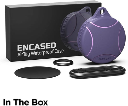 Encased Waterproof Airtag Case Compatible with Apple Airtag Keychain Holder Black Purple - 2 Pack...