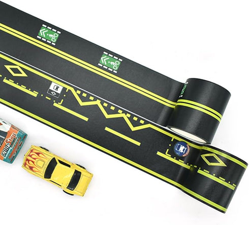 Toy Car Road Tape - Sticks to Flat Surfaces, No Residue; 30 ft. x 2 in. - Highway, Black...