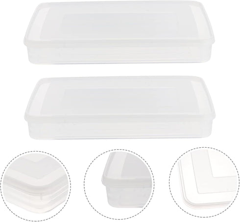 HOMSFOU 2pcs Dumpling Box Containers for Fridge Large Plastic Container Flat Storage Bins Stackable Food Storage Containers Refrigerator Box Dumpl...