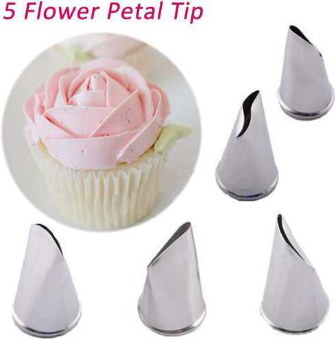 BeeSpring Rose Petal Nozzles,DIY Stainless Steel Icing Piping Nozzle,Cake Decoration Icing Tips Ideal Pastry DIY Tools Kit for Cupcakes and Backin...