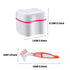 Denture Cleaner Box and Brush Set - 2 Pack Denture Bath Case with Basket + 2 Pack Denture Brush, Portable Denture Retainer Storage Box, False Teet...