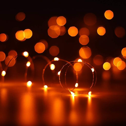 YKB 6 Pack Orange Fairy String Lights Battery Operated Fairy Lights Starry String Lights on 3.3ft/1m Silvery Copper Wire DIY Christmas Decoration ...