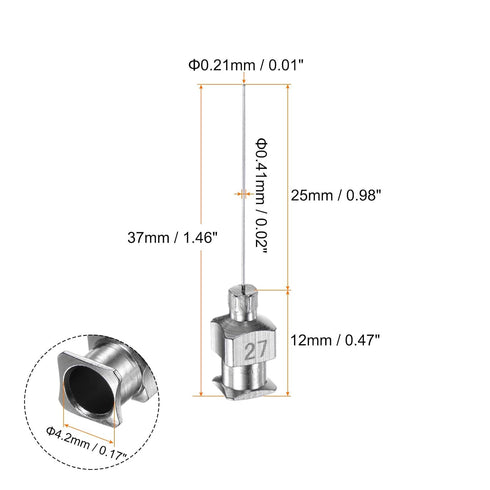 30pcs 27Gauge Stainless Steel Dispensing Needles, 1" All Metal Glue Needle Tube Blunt Tips Luer Lock for Thick Liquids, Ink, Glue, Lab Use...