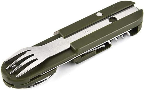Detachable camping tableware set,Portable 5-in-1 stainless steel travel tableware,Multifunctional folding tableware,Outdoor tableware,Travel table...