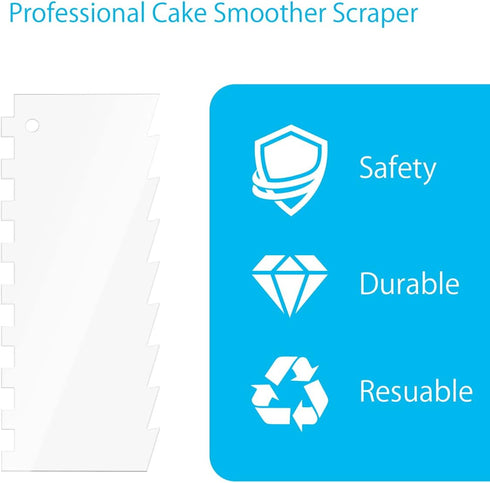 Cake Scraper 6 Pieces Clear Acrylic Icing Smoother Decorating Comb Scrapers Set, Pastry Cutter for Mousse Butter Cream Decoration, 11 Patterns Dif...