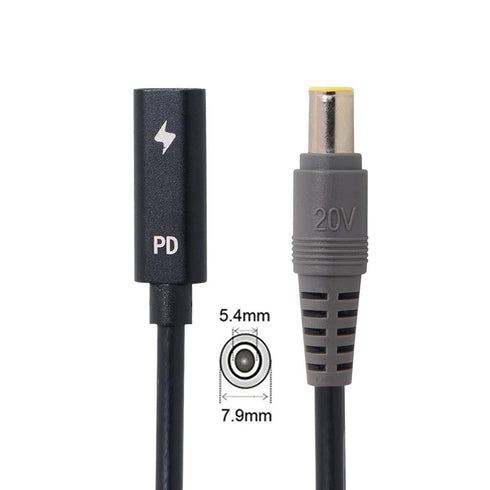 JSER Xiwai Type C USB-C Female Input to DC Power PD Charge Cable fit for Laptop 18-20V (7.9x5.4mm for HP)...