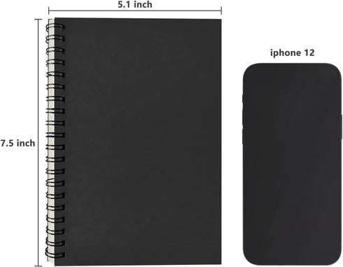 DSTELIN Blank Spiral Notebook, 2-Pack, Soft Cover, Sketch Book, 100 Pages / 50 Sheets, 7.5 inch x 5.1 inch, 100GSM, (Black)...