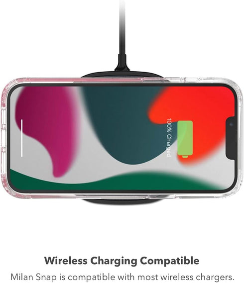Gear4 ZAGG Milan Snap Case - MagSafe Compatible Clear Case with Beautiful Detailing - for Apple iPhone 13 Pro Max - Rose,702008222...