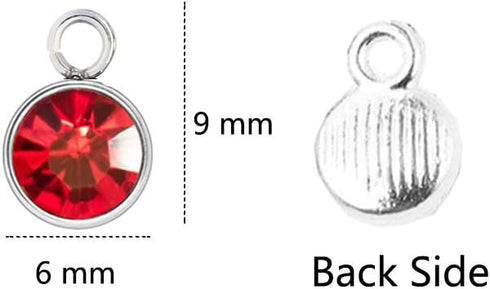 Juland 48 Pieces Crystal Birthstone Charms Handmade Round Beads Pendants with Rings Mixed DIY Jewelry Findings Making Charms for Making Jewelry Ne...
