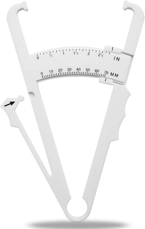 Body Fat Caliper with Body Fat Percentage Measure Chart for Accurately Measuring Body Fat (White)...