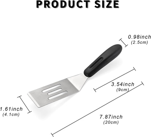 Small Metal Spatula Stainless Steel Turner, Plastics Non-Slip Handle 7.87 Inch Mini Spatula Cooking Utensils Gadgets Turner Kitchen Tools for Flip...
