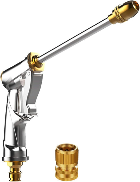 Garden Hose Nozzle Heavy Duty Brass Metal Sprayer Nozzle High Pressure Spray Gun 360° Rotaing Water Adjustmen for Car Washing, Outdoor Gardening, ...