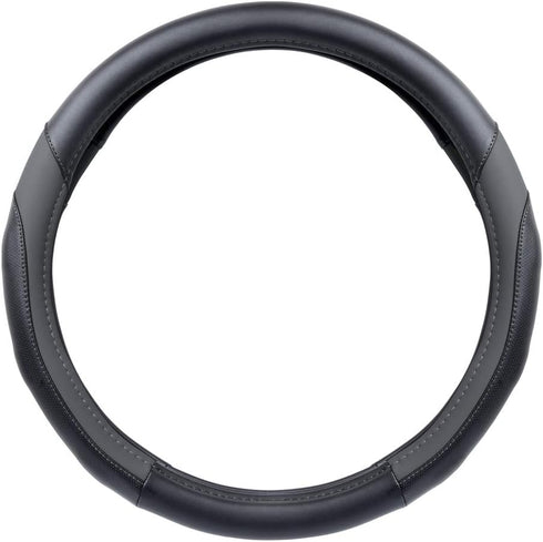 Motor Trend SportDrive Faux Leather Steering Wheel Cover, Standard 15 inch Size, Two-Tone Black & Dark Gray, Car Steering Wheel Cover for Truck Va...