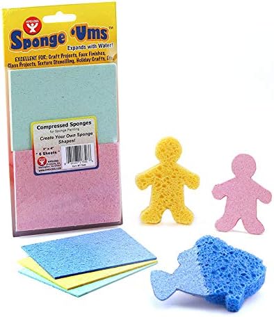 Hygloss Products Ums, Compressed Sponges for Crafts, 3 x 4-Inch Sheets, 6 Pcs, (17346)...