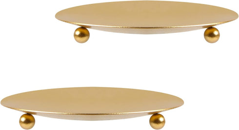 Gold Iron Plate Candle Holder, Decorative Iron Pillar Metal Pedestal Candle Stand Candlesticks Holder for Wax Candles, Incense Cones, Spa, Wedding...