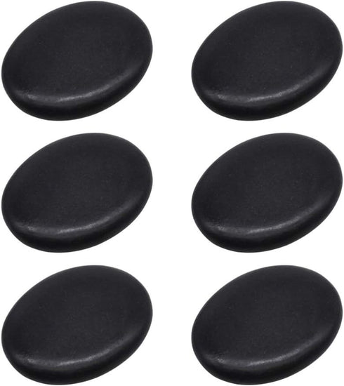 HEALLILY 6pcs Hot Massage Stones Heated Warmer Stone Black Natural Lava Rocks for Spas Massage Relaxation and More (4x3cm)...