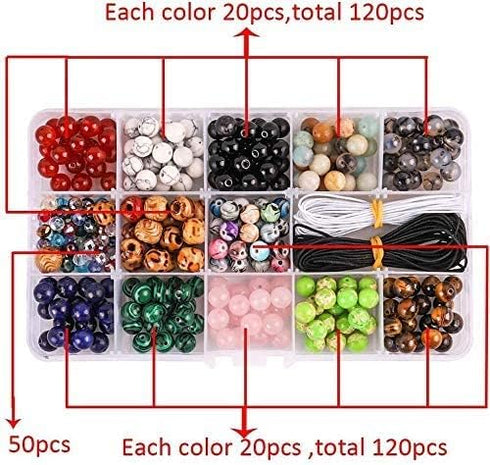 Fishdown Mixed Stone Beads Kit - 290 Pcs Crystal, Chakra Healing, Wooden & Gemstone Beads for Jewelry Making DIY Kit...