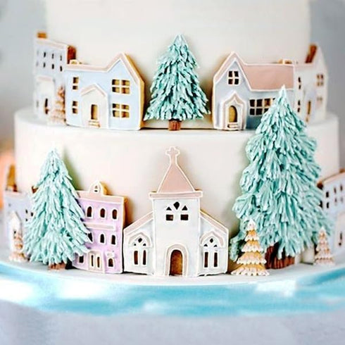 3D Xmas Christmas Tree House Silicone Mold For Fondant Cake Decor Chocolate Sugarcraft Gingerbread Baking Mould...
