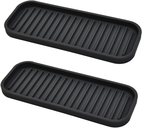 Silicone Sponge Holder Kitchen Sink Organizer Tray Dish Caddy Soap Dispenser, Scrubber Spoon Holder, Dishwashing Accessories (Black, 2 Pack)...