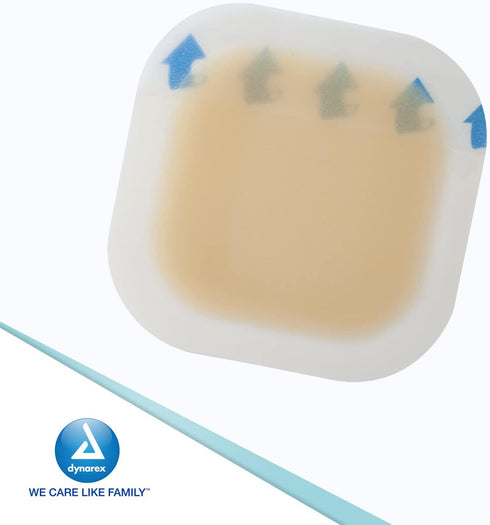 Dynarex DynaDerm Hydrocolloid Dressings, Sterile Moist Bandages Used for All Kinds of Wounds, 4" x 4", Thin & Latex-Free, Peel-Down Patches - 1 Bo...