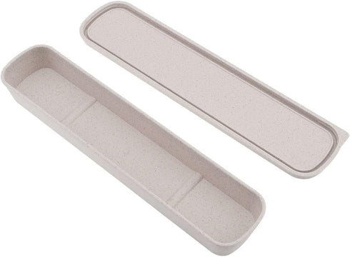 OriGlam 1pcs Portable Flatware Box Travel Tableware Storage Case Box, Utensil Case Flatware Storage Box for Cutlery Kit (Beige)...