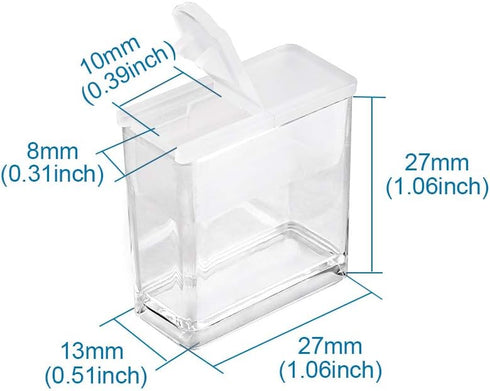 FASHEWELRY 20Pcs 1x1” Plastic Flip Top Seed Bead Small Storage Containers Diamond Painting Box Rectangle Transparent Box Organizers for 5D Embroid...