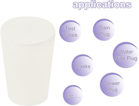 MECCANIXITY Rubber Tapered Plug 14mm to 19mm Solid Test Tubes Bungs Stopper White for Lab Home 15 Pieces...