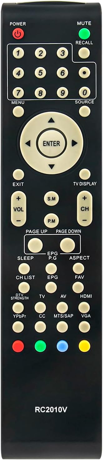 RC2010V Remote Control Replacement fit for VIORE TV LC37VF56 LC32VF56 LC26VF56 LC24VF56 LC22VF56 LC32VH70 LC42VF56 LC32VH56A LC26VH56 LC19VF56 LC3...