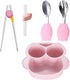 Owl Toddler Flatware Kid Fork and Spoon Set, Baby Spoons Self Feeding Baby (pink)...