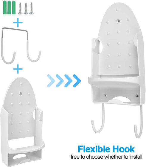 Ironing Board Hanger Wall Mount Iron Hanger Ironing Board Rack Electric Iron Holder Household Bathroom Shelf - for Max 5 inch Width...