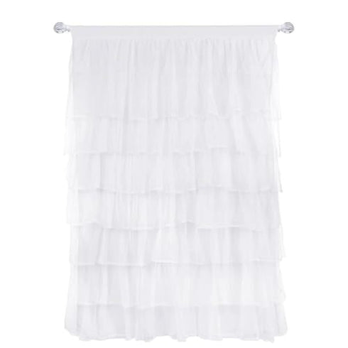 Tadpoles Layered Tulle Window Valance, Girls Window Valance for Nursery Room Bedroom, White, 60x16 Inch...
