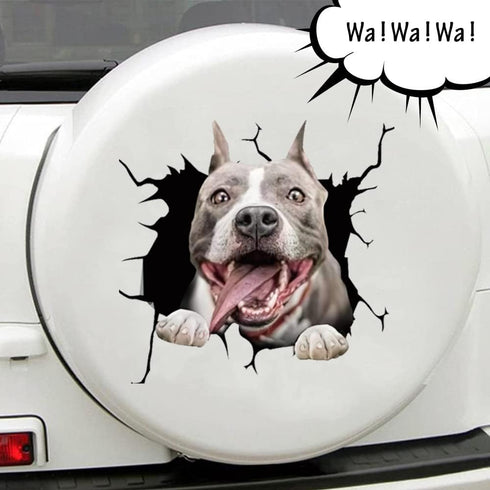 Funny Crack Dog Car Sticker 3 PCS, 3D Car Window Clings Labrador Golden Retriever Pitbull Realistic Animal Truck Wall Decal Pet Vinyl Static Stick...
