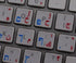 HEBREW ARABIC KEYBOARD STICKER with BLUE and RED LETTERING TRANSPARENT BACKGROUND IS COMPATIBLE with APPLE...