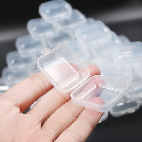 lyfLux 50 Packs Small Clear Plastic Storage Containers, Mixed Empty Mini, Case with Lids for Small Items and Other Craft Projects (1.37 x 1.37 x 0...