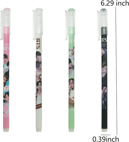 Bangtan Boys 12 Pcs Cute Gel Pen, Black Ink 0.5mm Ballpoint Pen, Fine Point Writing Gel Pen, School Supplies Office Supplies for Army Fans...