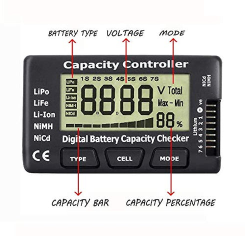 Cellmeter 7 Digital Battery Capacity Checker Controller Tester Voltage Tester for LiPo Li-ion NiMH Nicd Battery...
