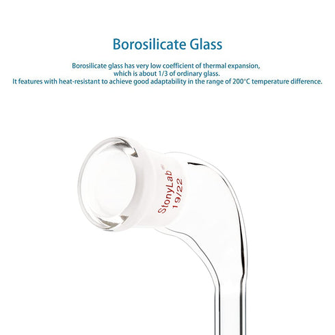 Stonylab Glass 105 Degree Angle Distillation Adapter, Borosilicate Glass Distillation Bent Adapter with 19/22 Outer Joint and 100 mm Tapered Drip ...