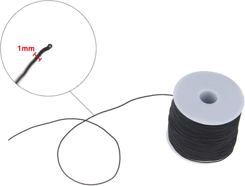 1mm Black Elastic Cord Beading Thread Stretch String for Bracelet Making...