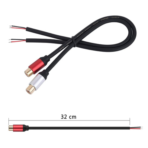 2Packs Speaker Wire RCA Audio Both Female Plug Jack Connector Adapter to Bare Wire Open End Pigtail Audio Video Lotus Plug Repair Cable for Amplif...