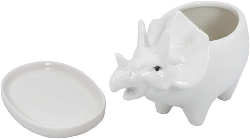 Cute Dinosaur Succulent Planter Pot with Drainage Tray, White Ceramic Cactus/Flower Container, Animal Bonsai Holder for Air Plants...