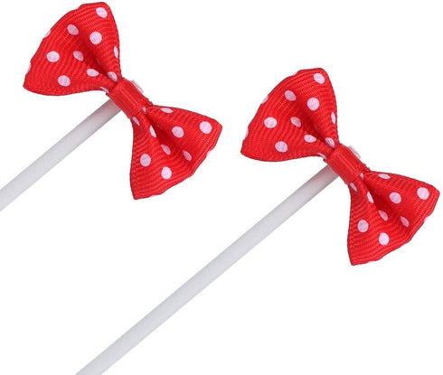 NMAS Bowknot Cupcake Topper 20 PCS Red with Dots, Children's Birthday Baby Shower Party Bow Dots Cupcake Toppers Cake Decoration Supplies...