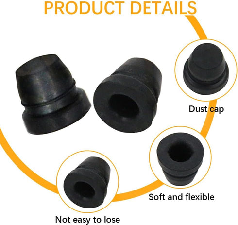 18PCS Black Brake Dust Cover, Rubber Dust Stem Cover, Grease Fitting Caps, Brake Caliper Bleeder Cap, Brake Bleeder Screw Cap, Rubber Dust Cover f...