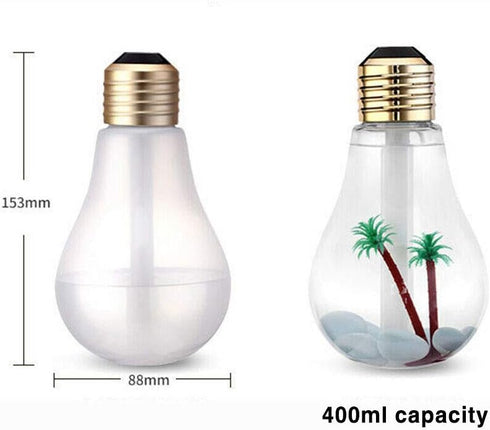 Bulb Humidifier 400 Ml 7 Colors USB Portable Spray Air Humidifier Suitable for Baby Bedroom Office Car (Silver)...