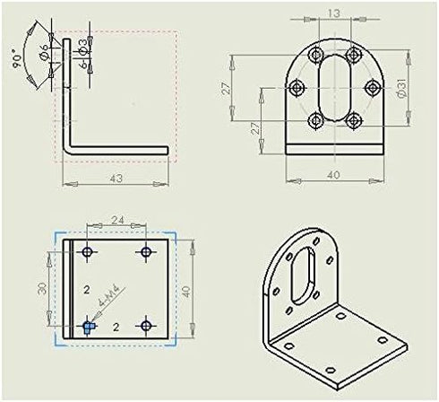 Black 37mm DC Gear Motors Mounting Bracket, Iron Anti-Rust Gearbox L-Shape Fixed Seat, Gear Reduction Motor Holder...